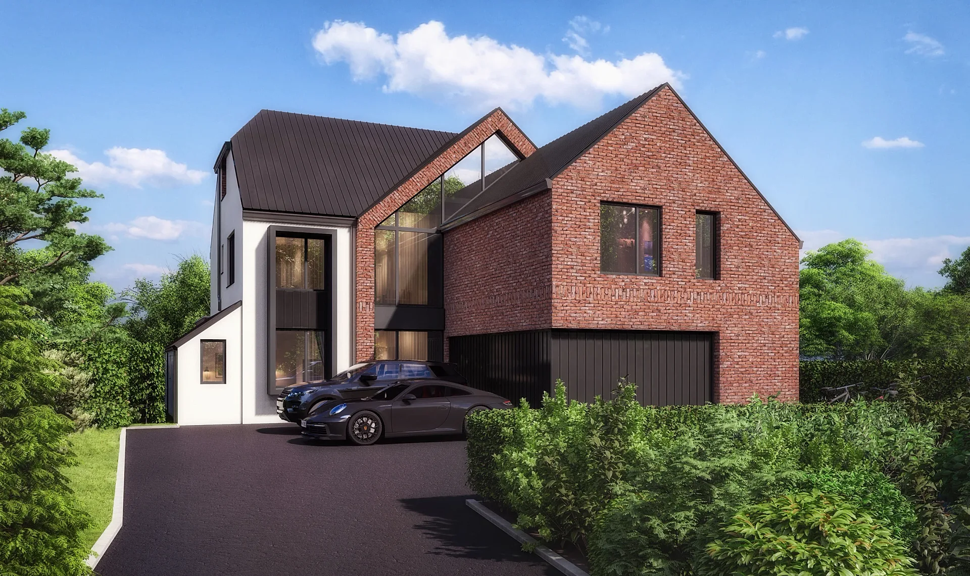 Front exterior 3D render of the neighbouring house