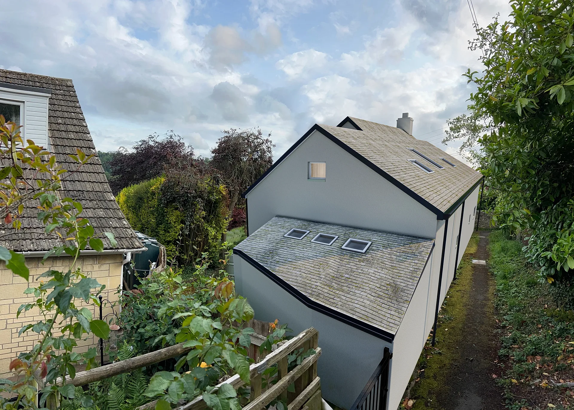 Photomontage of a house extension from a public footpath