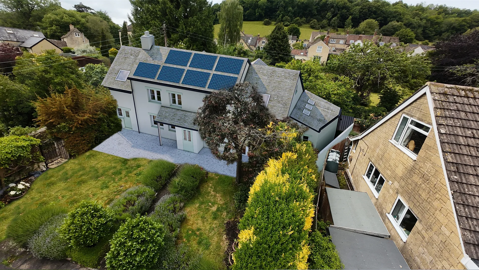 Photomontage showing the separation between the extended house and its neighbour