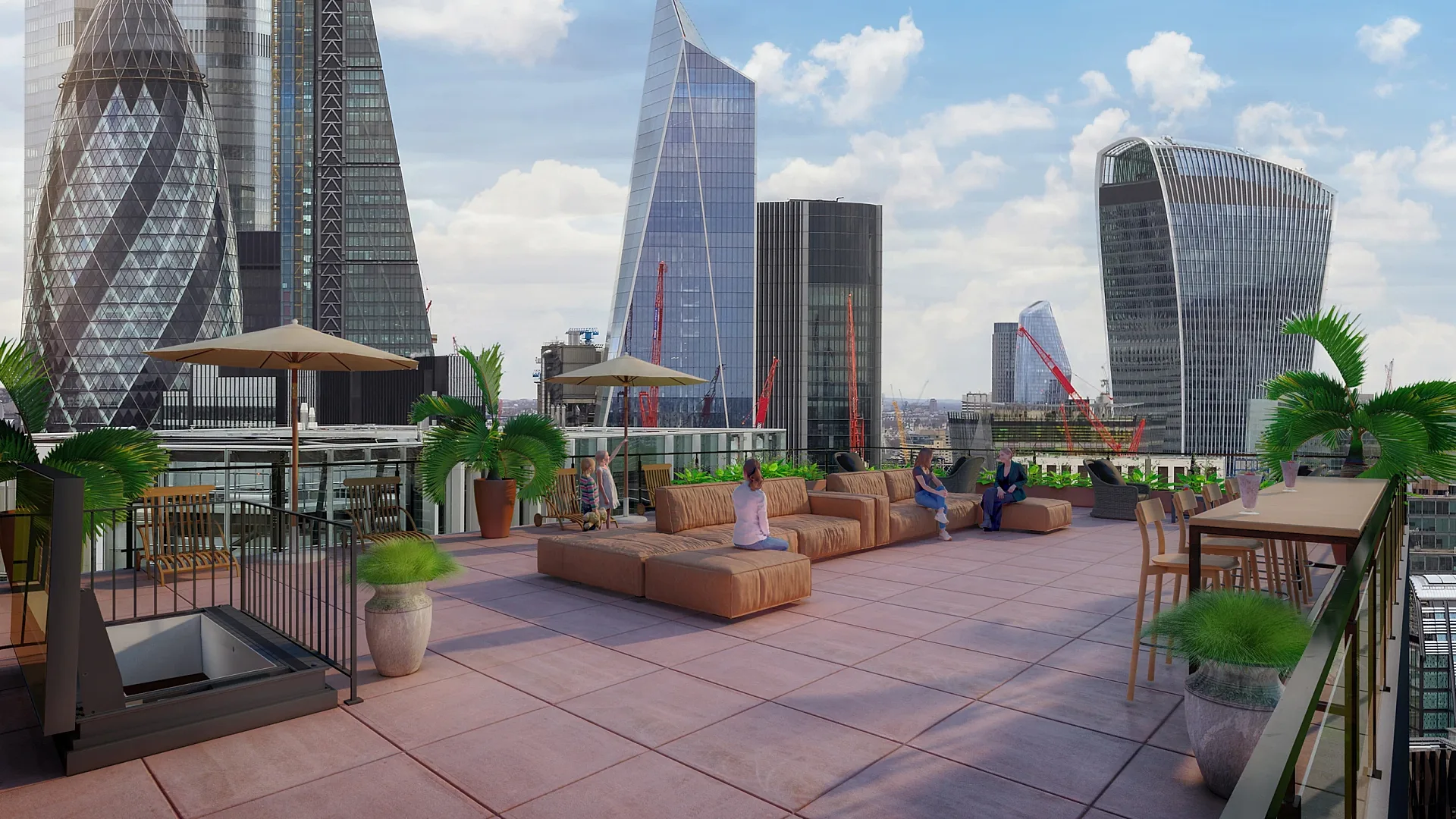 In-situ 3D render of a rooftop skylight, second design option